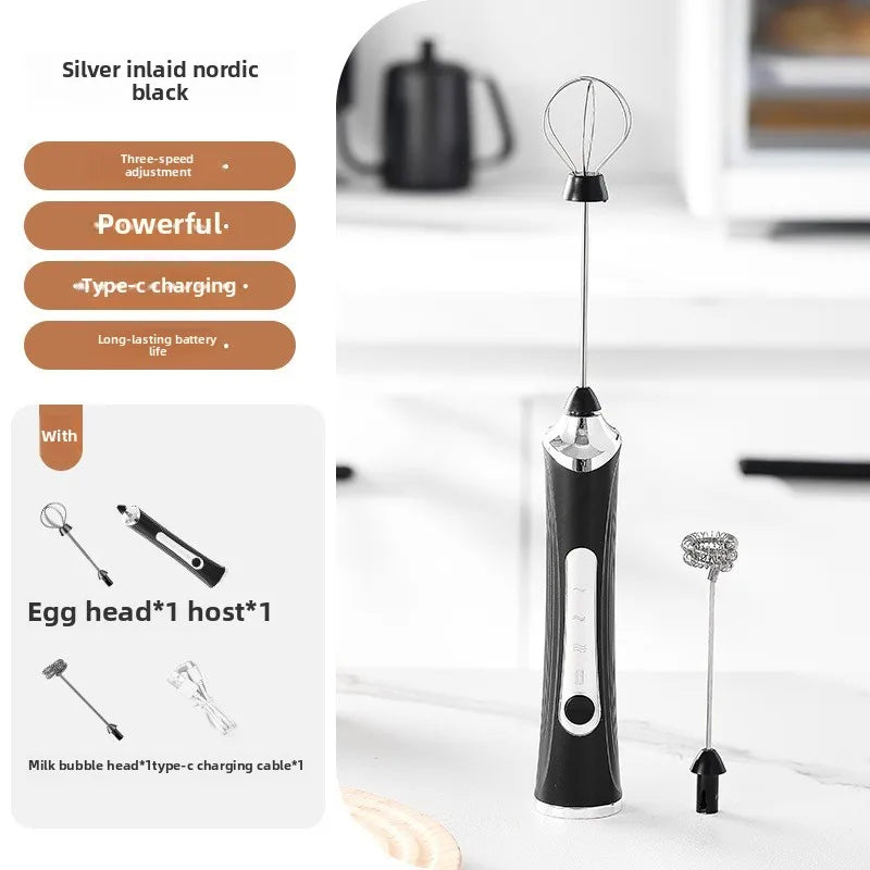 Wireless Electric Milk Coffee Mixer 3-Speed USB Charging Egg Beater for Latte Cappuccino Hot Chocolate Foam Maker