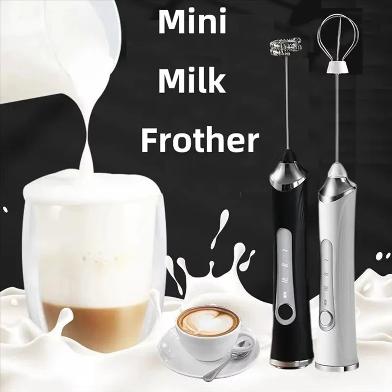 Wireless Electric Milk Coffee Mixer 3-Speed USB Charging Egg Beater for Latte Cappuccino Hot Chocolate Foam Maker